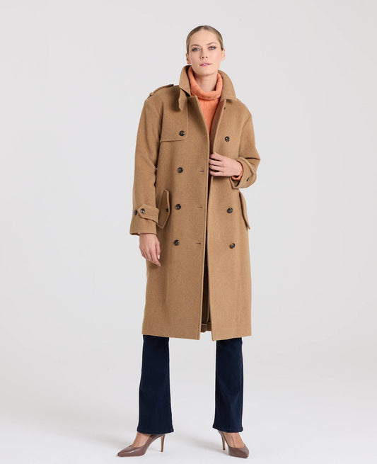 Victoria Trench Coat with Belted Wool Blend