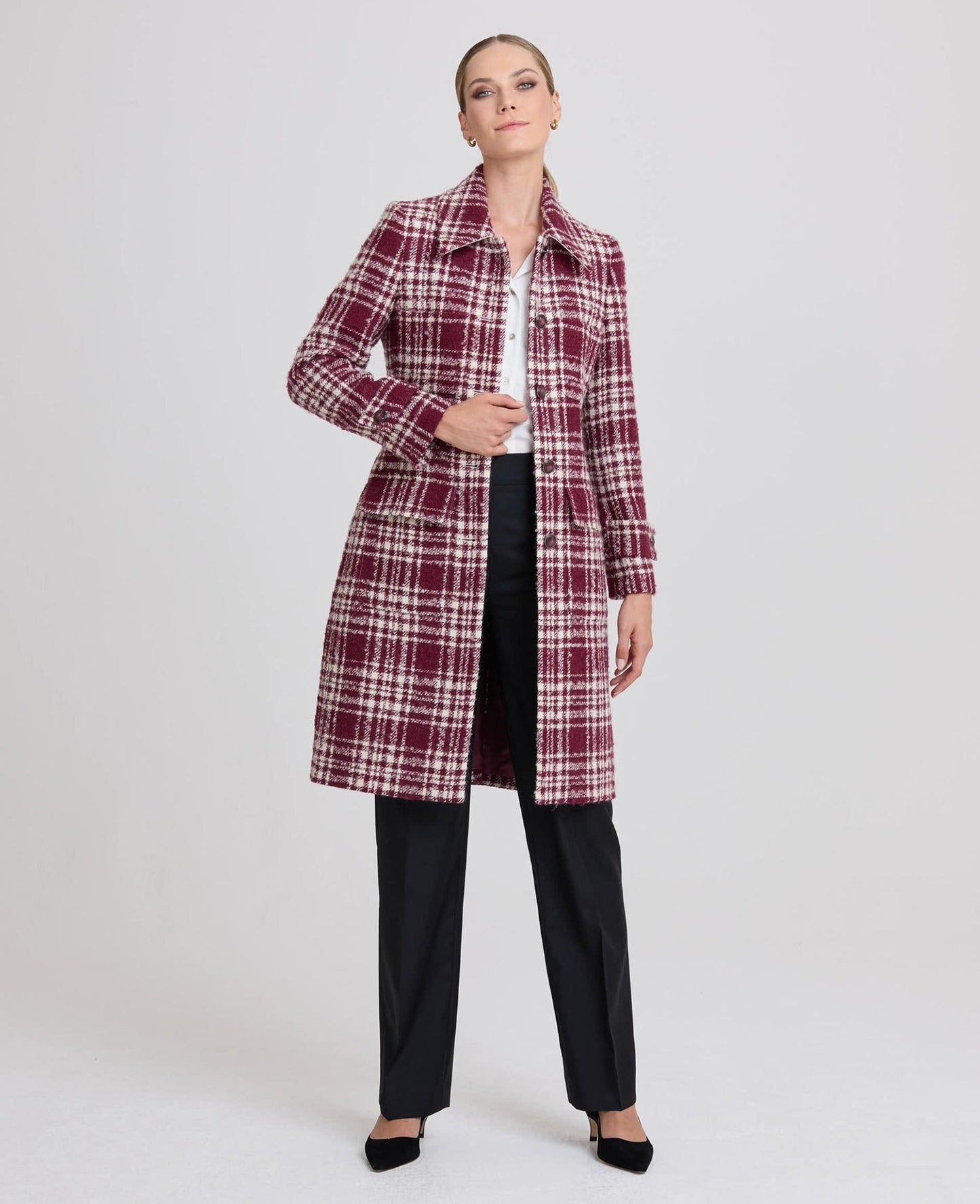 The Ladies' Check Coat Made of Wool and Mohair