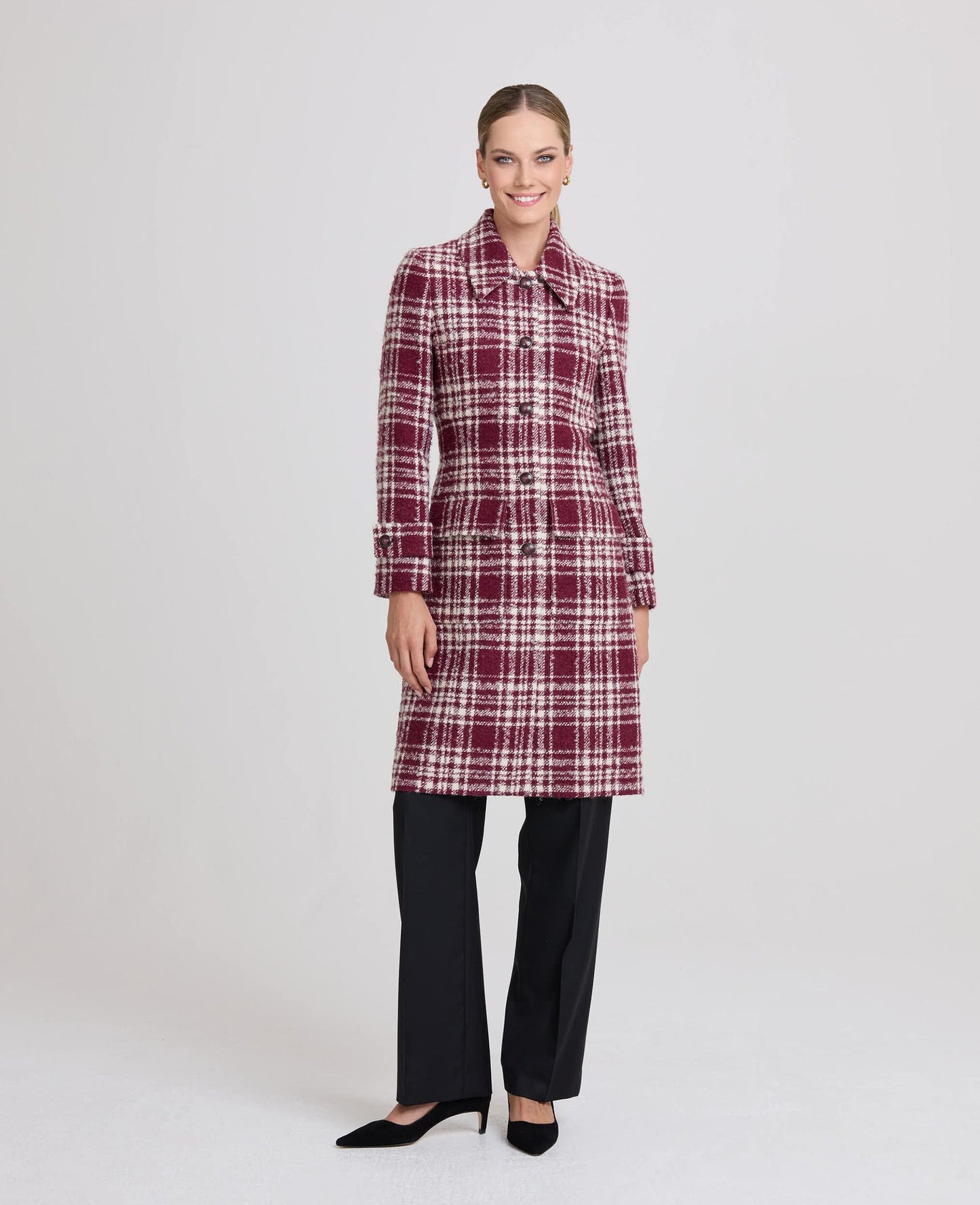 The Ladies' Check Coat Made of Wool and Mohair