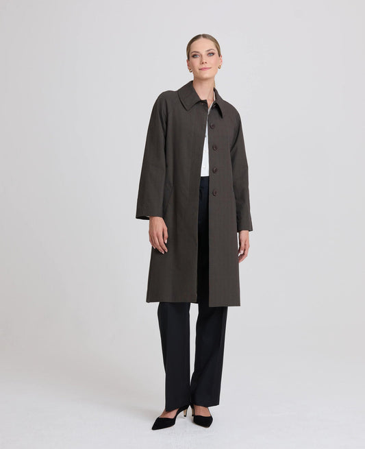 Helen Check Coat Made of Water-Resistant Cotton